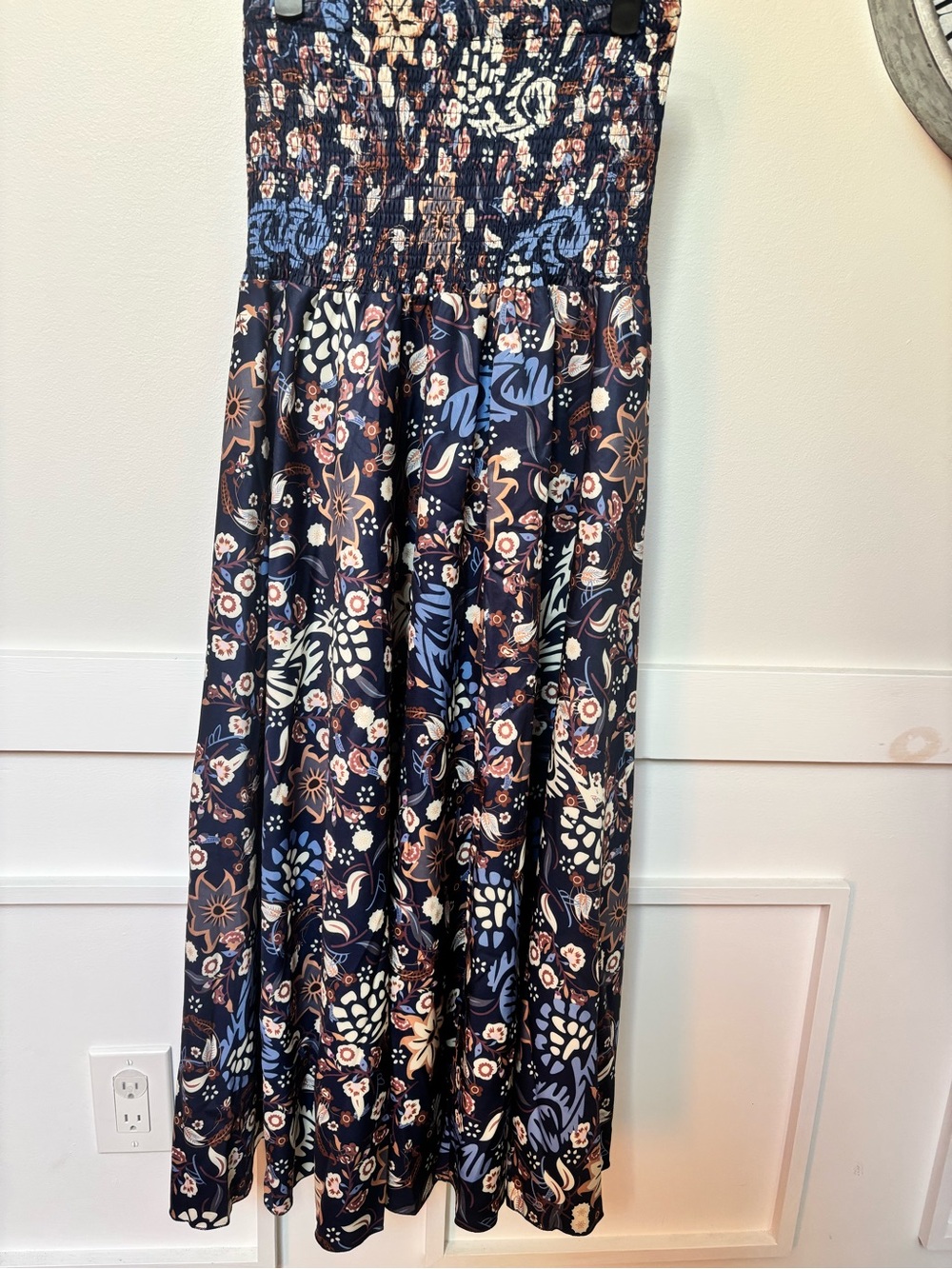 Maxi Skirt  Long Boho ,Flowers Elastic High Waist Pleated size small